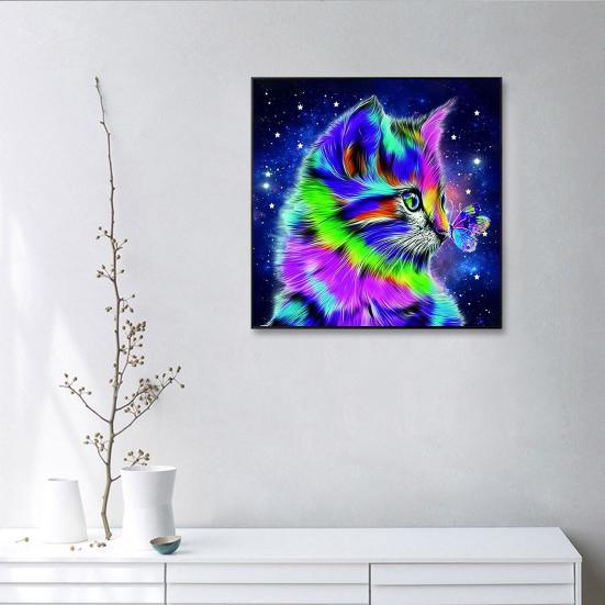 1 Set Diamond Painting Kit Cute Cat Pattern Stress Relief Confidence Boost Relaxation Activity DIY Diamond