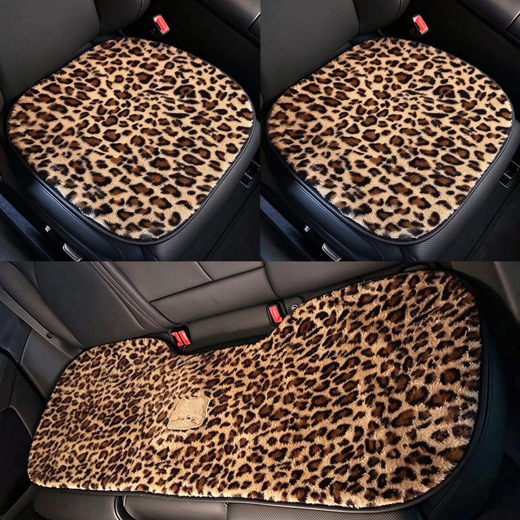 Winter Warm Fleece Car Seat Cushion, Cross-border Leopard Print High-end Car Seat Cover