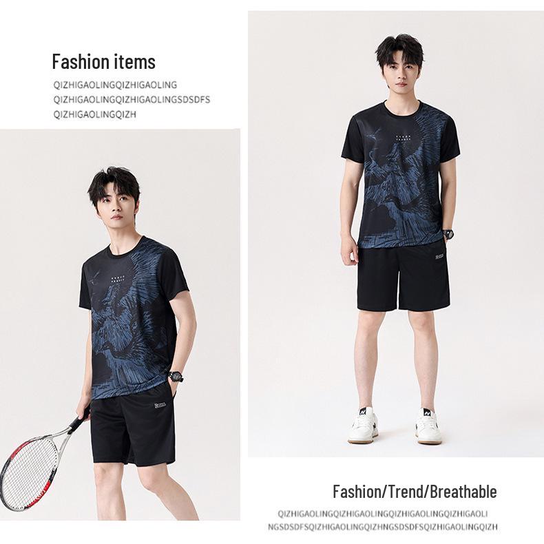 Унисекс Быстросохнущий Повседневный Летний Спортивный Костюм: Футболка с коротким рукавом и шорты для футбола и бега