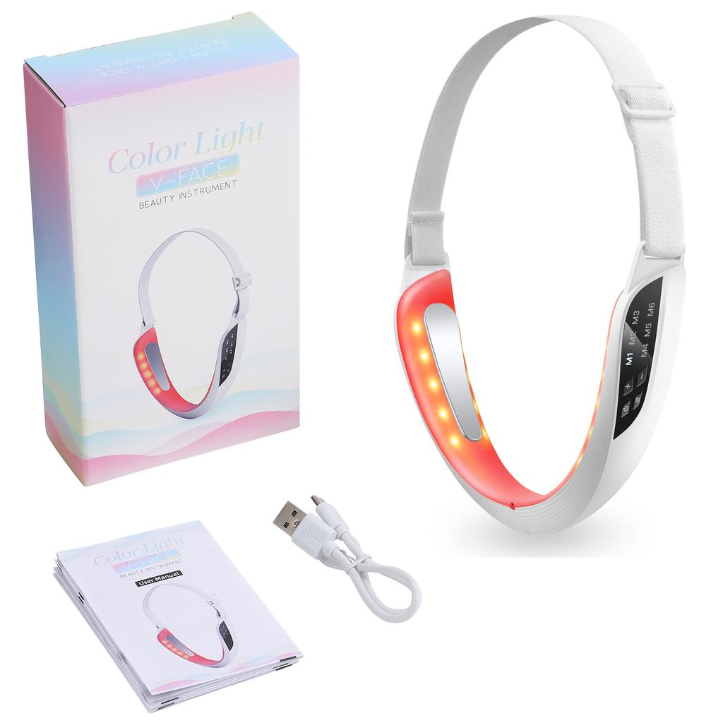 EMS Face Lifting Machine LED Photon Therapy Vibration Facial Massager Double Chin Removal V Line Face Slimming Lift Belt