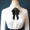 Vintage Crystal Rhinestones Jewelry Bowtie Polyester Collar Pretied Necktie Clip  Women