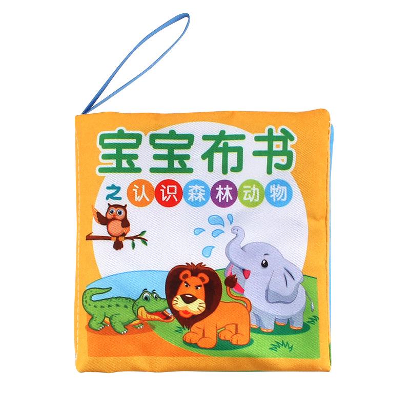 Baby Cloth Book Early Education Cognitive Toys Chinese And English 2-In-1 Palm Book 4 Pages 8 Sides Baby Cloth Book With Sound Paper Bag
