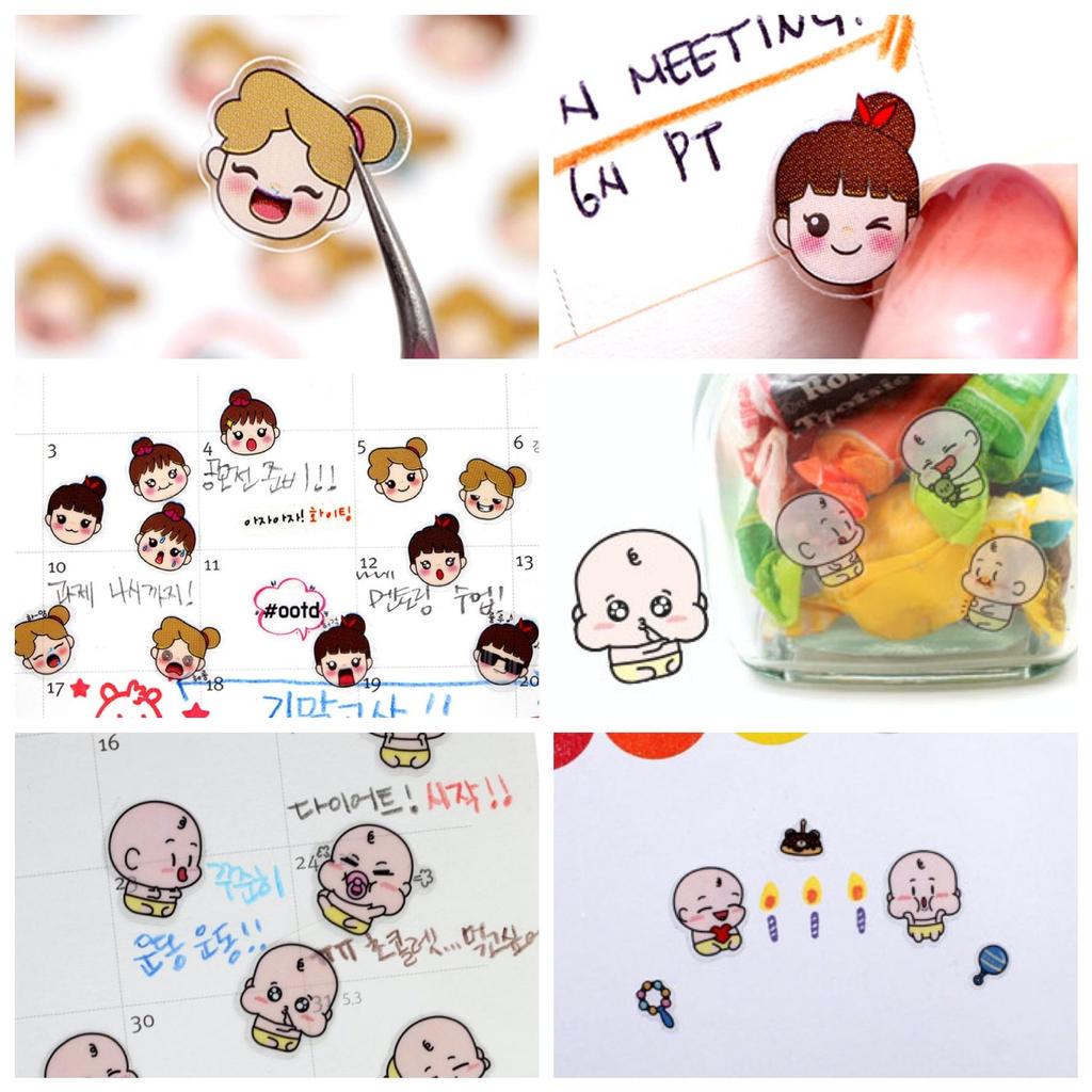 Petit Fancy Наклейки с выражением лица (по 10 шт. каждая) — 13 вариантов [корейский/украшения/скрапбукинг своими руками]