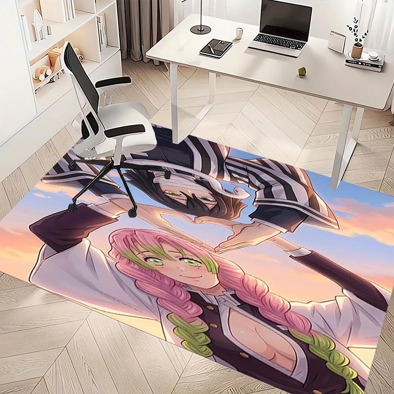 1pc Nezuko Demon Slayer Kanroji Mitsuri Print Area Rug - Soft, Washable Non-Slip Indoor Mat, Living Room, Home Office Decorative Rug,Office Decorative