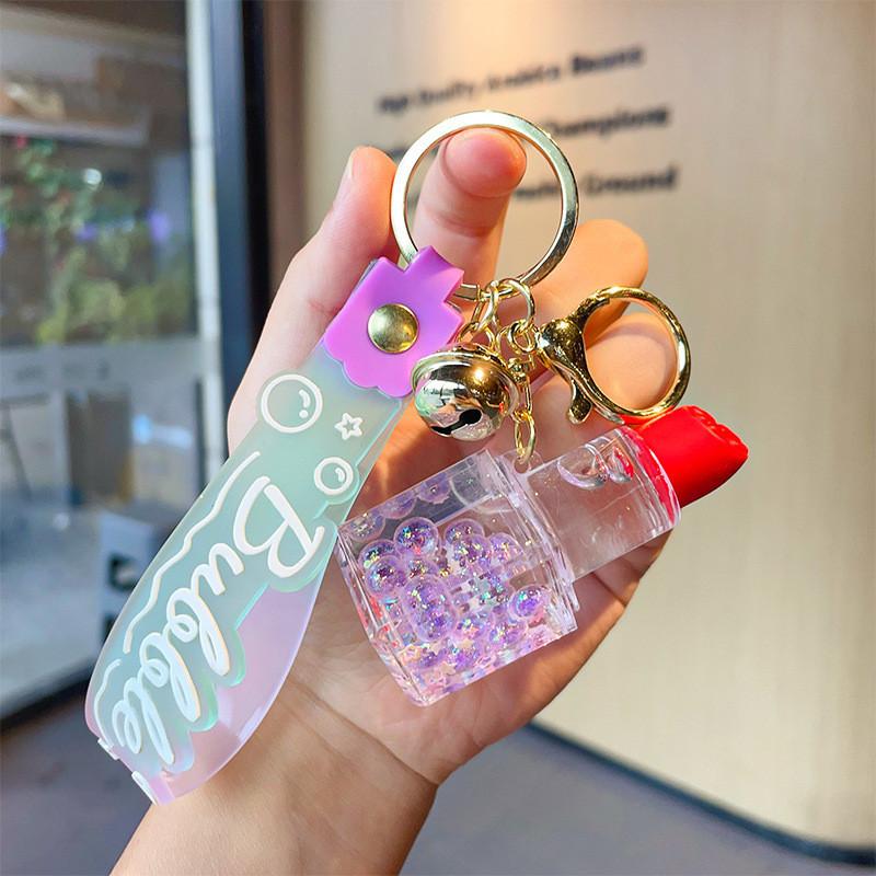 Очаровательный акриловый брелок для губной помады-пузырька для девочек в синем цвете, идеально подходит для подарков