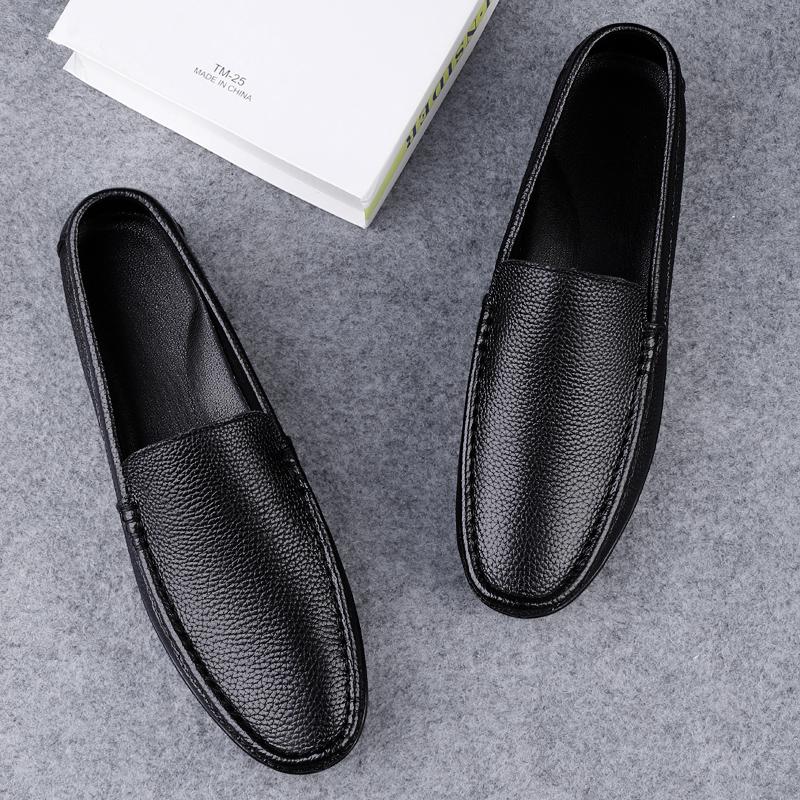 Мужские туфли без застежек из натуральной кожи, повседневные туфли для вождения, роскошные брендовые лоферы, мокасины, легкие мягкие туфли на плоской подошве для ходьбы