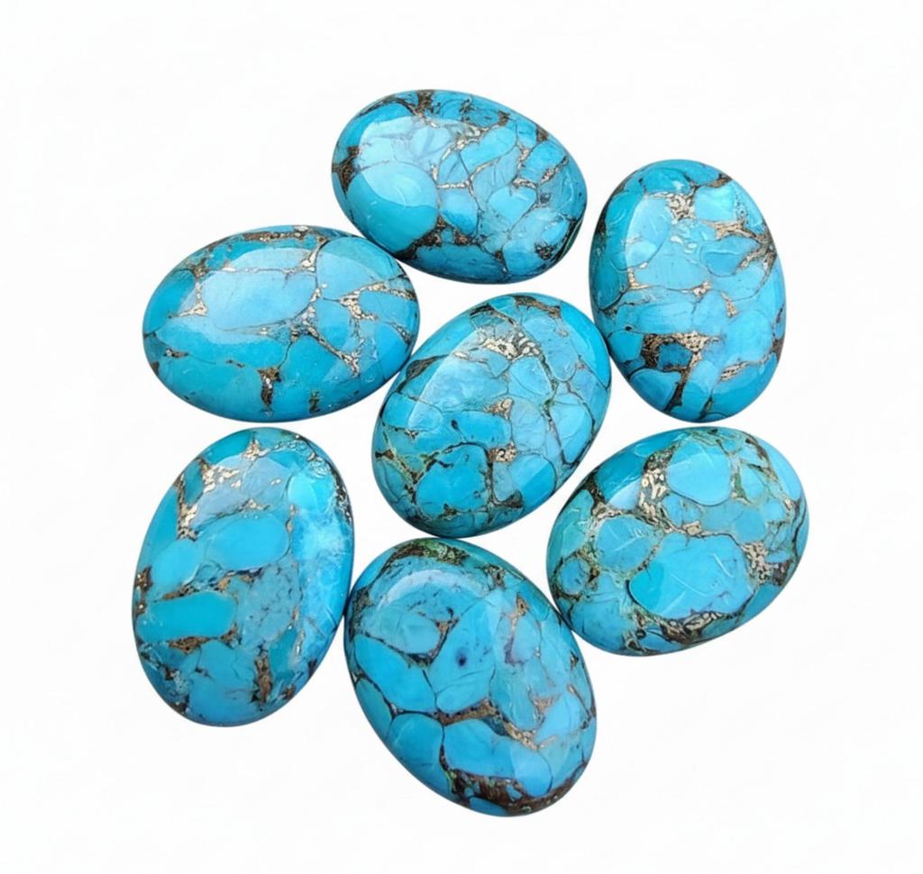 Овальные кабошоны из медной бирюзы с плоской задней стороной для изготовления ювелирных изделий - Камни из голубой бирюзы