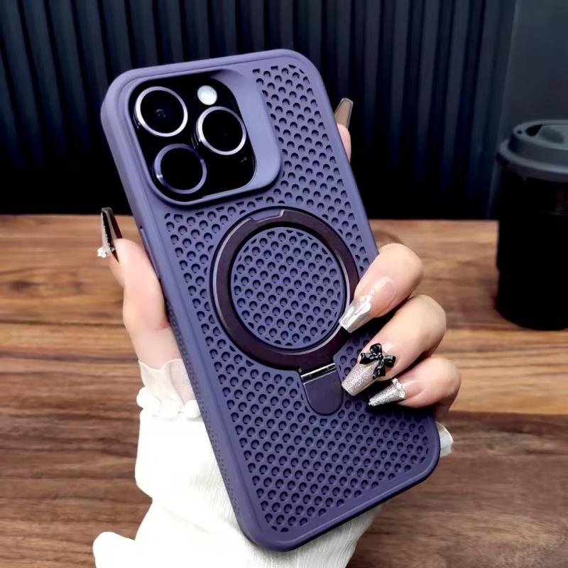 Luxury Heat Release Case For iPhone 17 16 15 14 13 12 Pro Max Plus 16Pro iPhone16 For Magsafe Mag Safe Wireless Charge Stand Covers