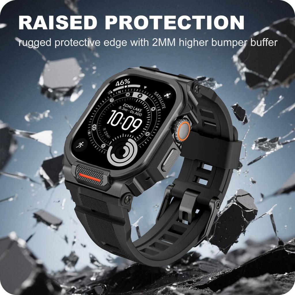 Чехол+Ремешок для Apple Watch Ultra 3 2 49мм Ремешок Аксессуары Спортивный Силиконовый Браслет+Металлический Защитный Бампер Чехол для iWatch 49мм