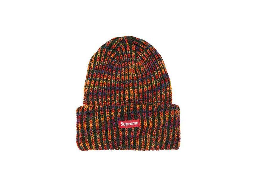 Supreme Радужная шапка крупной вязки Оливковая