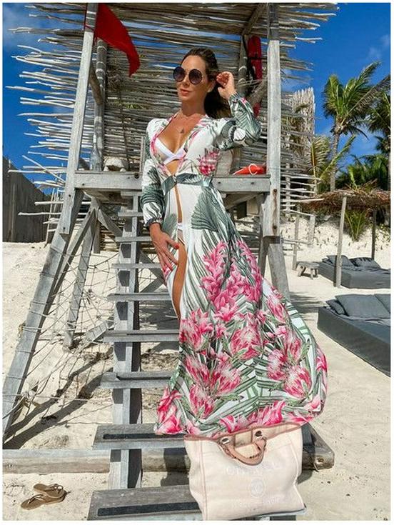 Европейское и американское богемное летнее платье без рукавов с V-образным вырезом и принтом «Амазонка»