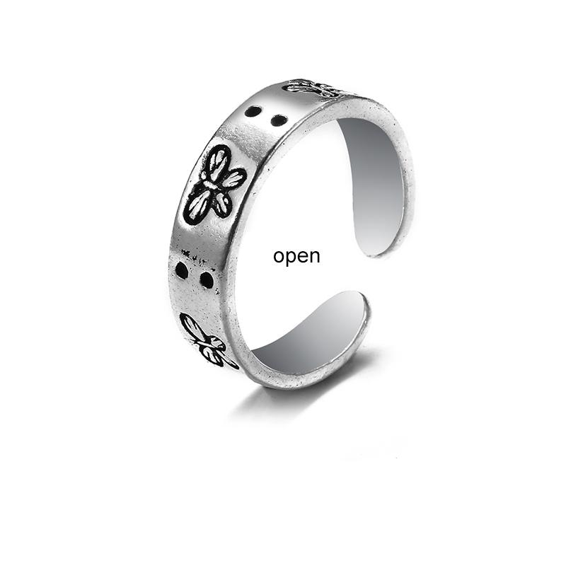 Кольцо для женщин и девочек Любовь Бабочка Череп Модные мужские украшения Винтаж Древнее серебро Цвет Панк Хип-Хоп Регулируемый Бохо