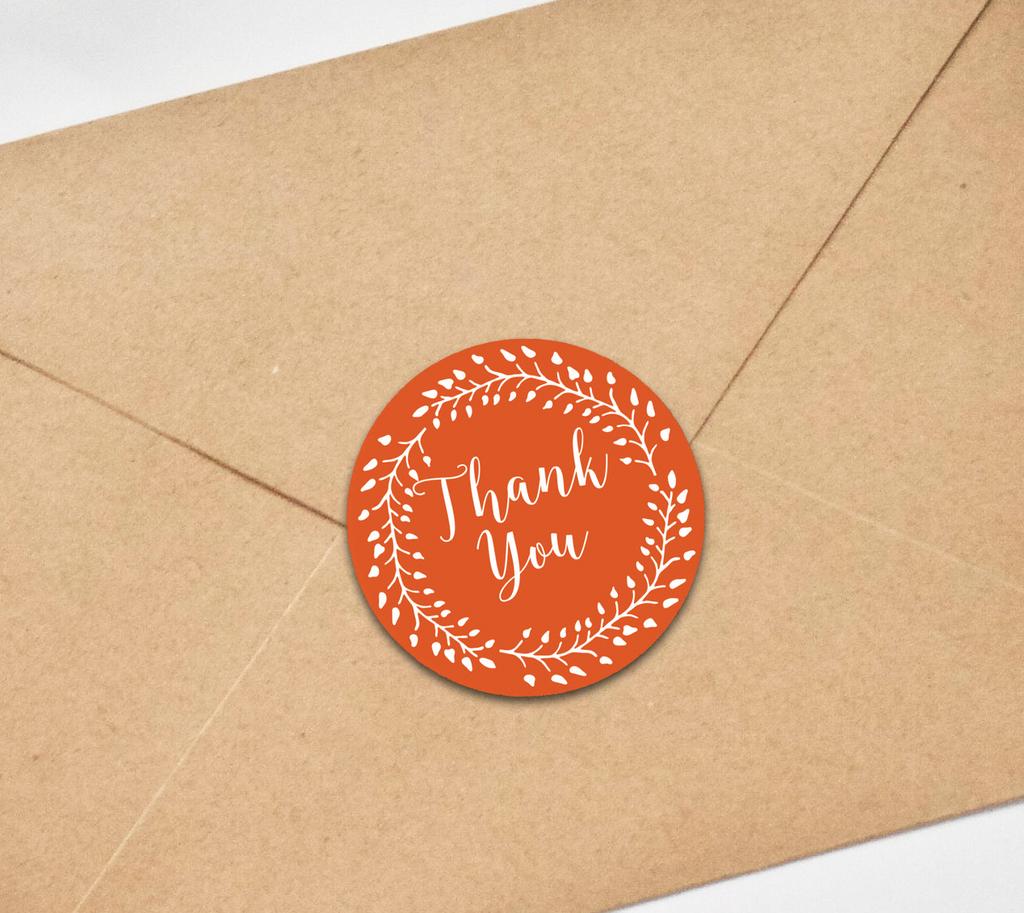 Darling Souvenir Round 1.6 Inches Black Vines Border Thank You Stickers Non Customized Gift-45