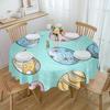 Easter Egg Blue Background Round Table Cloth Festival Dining Waterproof Tablecloth Table Cover For Wedding Party Decor