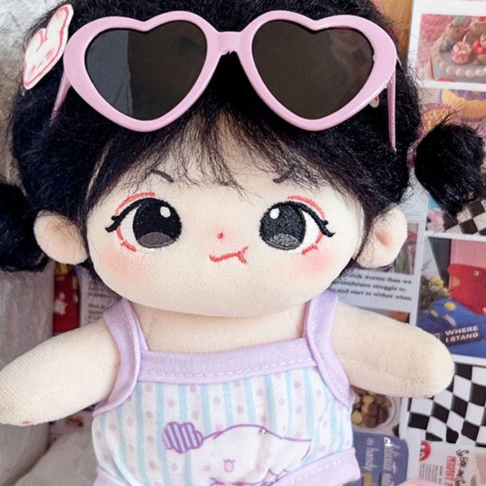 Lovely Idol Plush Doll Heart Glasses Soft Cotton Doll Eyeglasses 20CM Doll Sunglasses  Girls