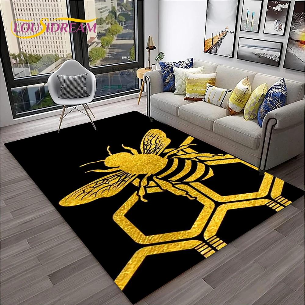 Insect Cartoon Bee Cute HoneyBee Carpet Rug for Home Living Room Bedroom Sofa Doormat Decor,kids Area Rug Non-slip Floor Mat