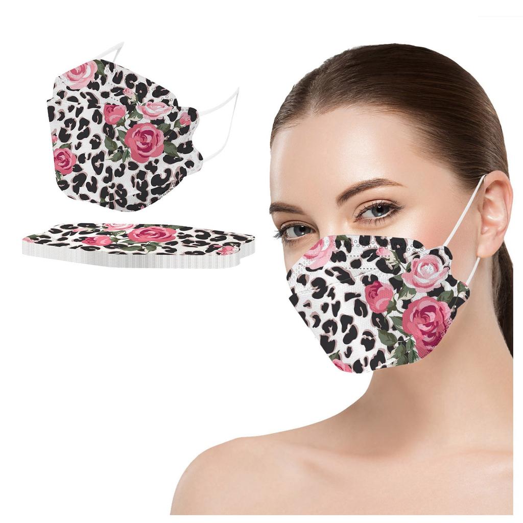 Adult Leopard Flowers Printed Outdoor Prevention Fish Mask Face 