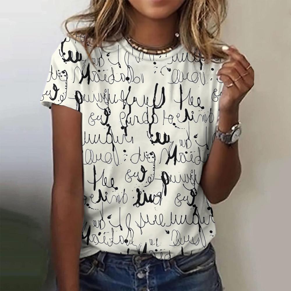 Ретро женская футболка с 3D-принтом, футболка с принтом букв, летняя повседневная футболка с круглым вырезом и короткими рукавами, винтажные футболки, мужская одежда оверсайз