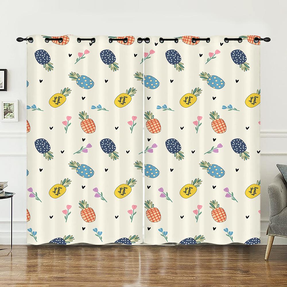 Curtain Cute Illustration Animal 3D Digital Printing Blackout Curtain Punching