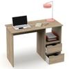 Bureau, Table Informatique, 76x115x50cm, 2 Tiroirs, Poste de Travail, Chambre Briebe Prakt Bois 04292