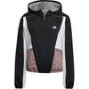 Adidas Logo Print Loose-Fit Workout Hoodie Women Sweatshirt Black HZ9709
