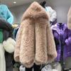 Autumn and Winter New Hooded Imitation Fox Fur Coat Women's Loose and Thin Long Fur Coat Fashion
