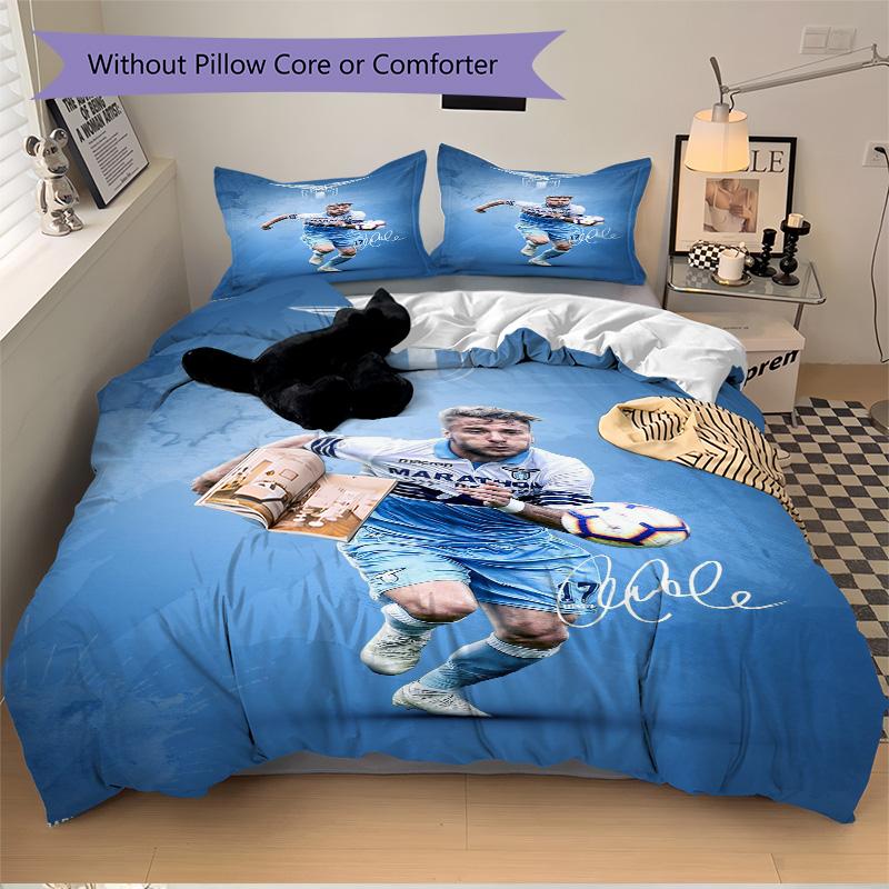 Soccer Player Action Print 3Pcs Bedding Setduvet Cover With 2 Bedropillowcase Home Birthday Gift