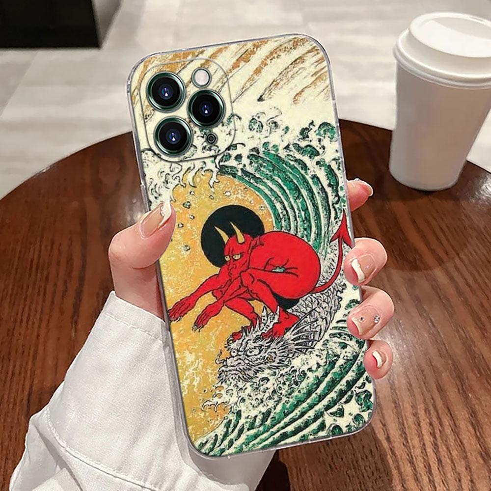 Японская культура Волна Дракона Аниме Чехол Для Apple iPhone 17 16 15 14 13 12 11 Pro Max 16 Plus 16E 17Air 17Pro Чехол для телефона Funda