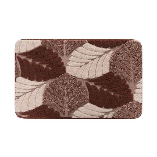 Leaf Pattern Bath Mat Absorbent Bathroom Rug with Anti Slip Bottom Thick Fuzzy Doormat Soft Rug