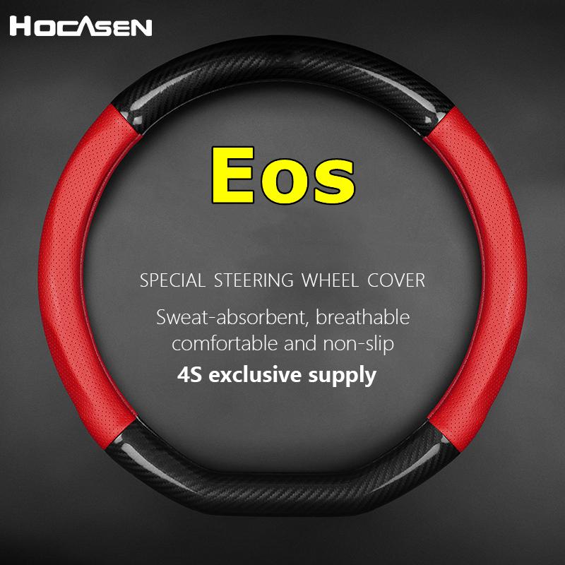 No Smell Thin For VW Volkswagen Eos Steering Wheel Cover Genuine Leather Carbon Fiber 2.0TSI 6MT DSG 2008 2010