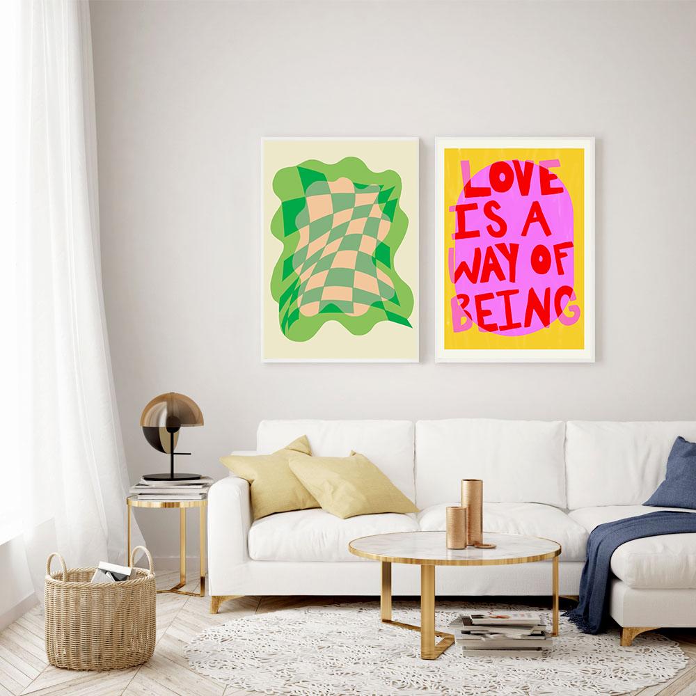 Flower Poster Wall Art Home Decor Funky Black White Smiley Modern Colorful Canvas Painting Living Room Maximalist Boho Picture