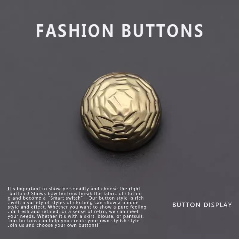 10Pcs Metal Buttons Daquan High-End Exquisite Retro Gold Round Woolen Coat Jacket Sweater Cardigan Buttons