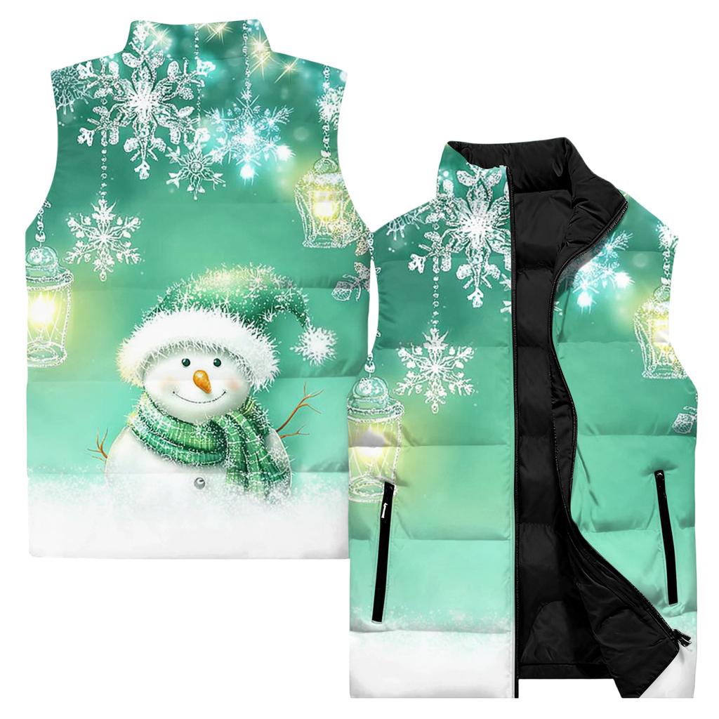 Men's Casual And Fashionable Sleeveless Vest, Solid-color Printed Cotton Jacket