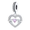 S925 Silver Heart Shaped Wings Pendant With Colorful Sparkling Zirconia DIY Jewelry Making Craft Accessories