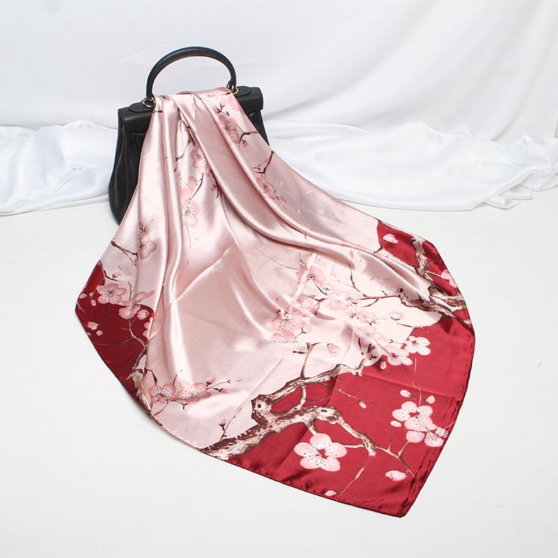 Весенне-летний атласный длинный шарф для женщин, солнцезащитная шаль, модный атласный длинный шарф для красоты, универсальный дорожный шарф