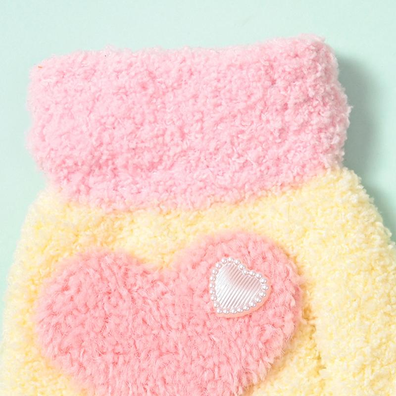 Детские перчатки, плюшевые перчатки для мальчиков и девочек, детские перчатки с украшением в форме сердца из мультфильма