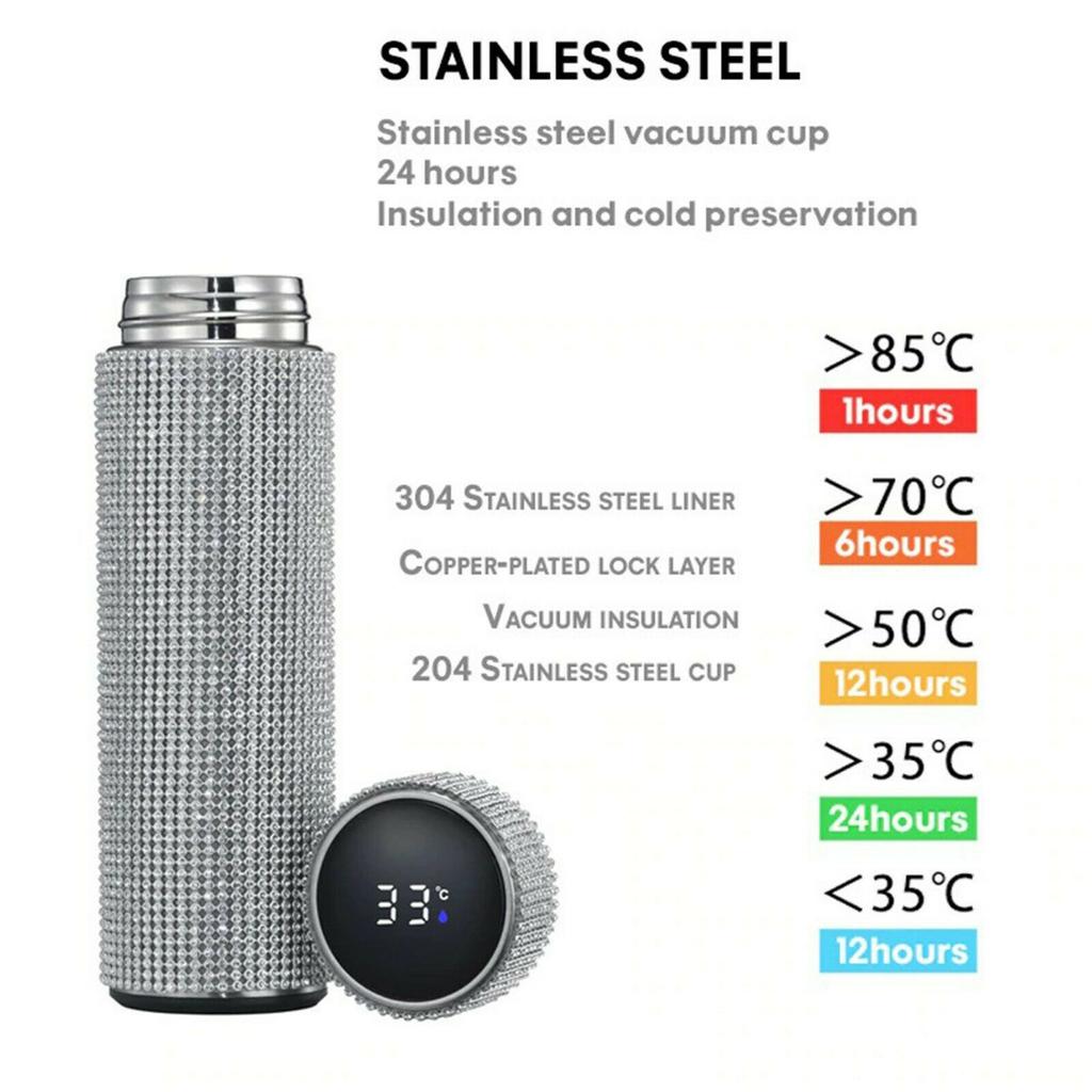 Creative Diamond Thermo Bottle Water Bottle Stainless Steel Smart display 00ml