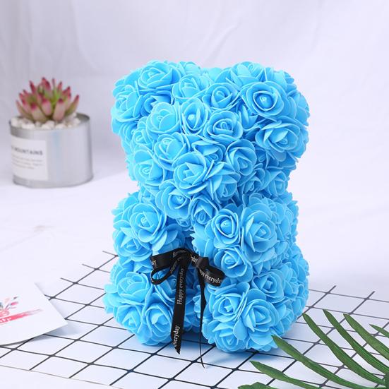 25cm Romantic Fake Rose Flower Foam Bear Doll Valentines Day Birthday Xmas