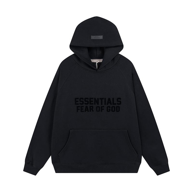 High Street Trend Brand ESSENTIALS Fleece-Lined Heavyweight Flocked Letter Hoodie for Men & Women
