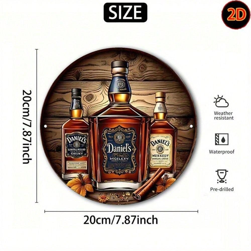 Металлическая круглая табличка Daniels Whiskey D Flat с принтом, алюминиевая, x см, настенное искусство, табличка для домашнего бара, мужской уголок