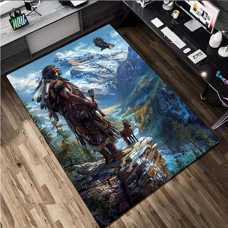 1Pc Native American Rug - Home carpet Office Decorative Carpet For Living Room Bedroom Door Mat Floor Rug Computer Chair Area Rug
