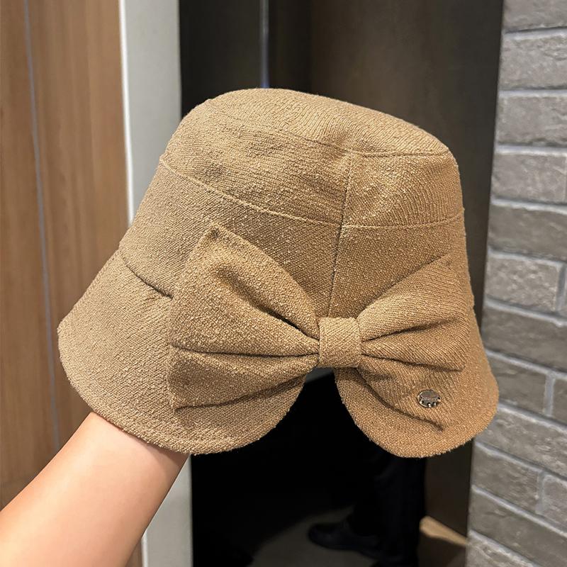 New Rear Split Bow Fisherman Hat Children Show Small Face Versatile Face Plain Face Cover Basin Hat