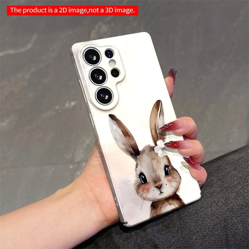 2DFlat Samsung phone case Watercolor Bunny with White Flower Phone Case Applicable to Galaxy S23 S24 S25ULTRA S26 A12 A14 A15 A16 A54 A55