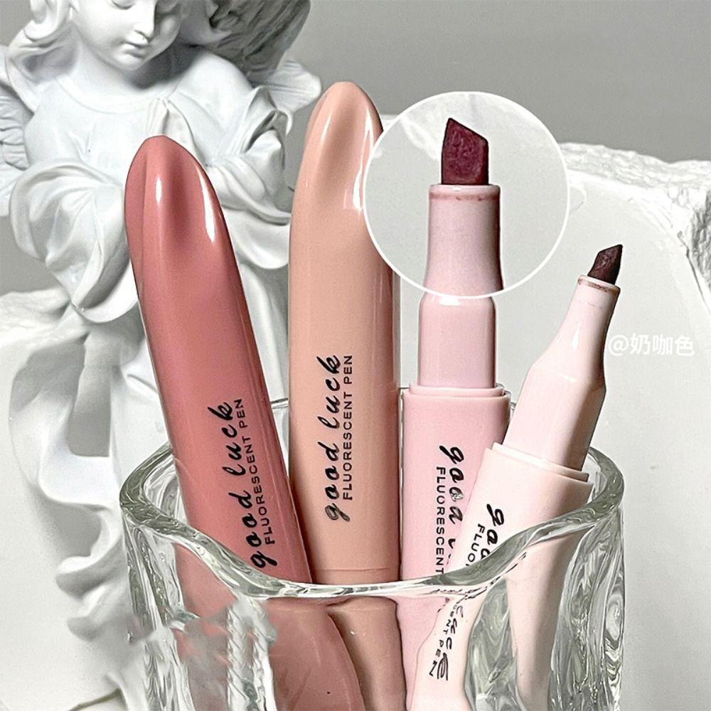 4Colors/Set Double Head Morandi Highlighters Morandi Color Fluorescent Pen Students Gift