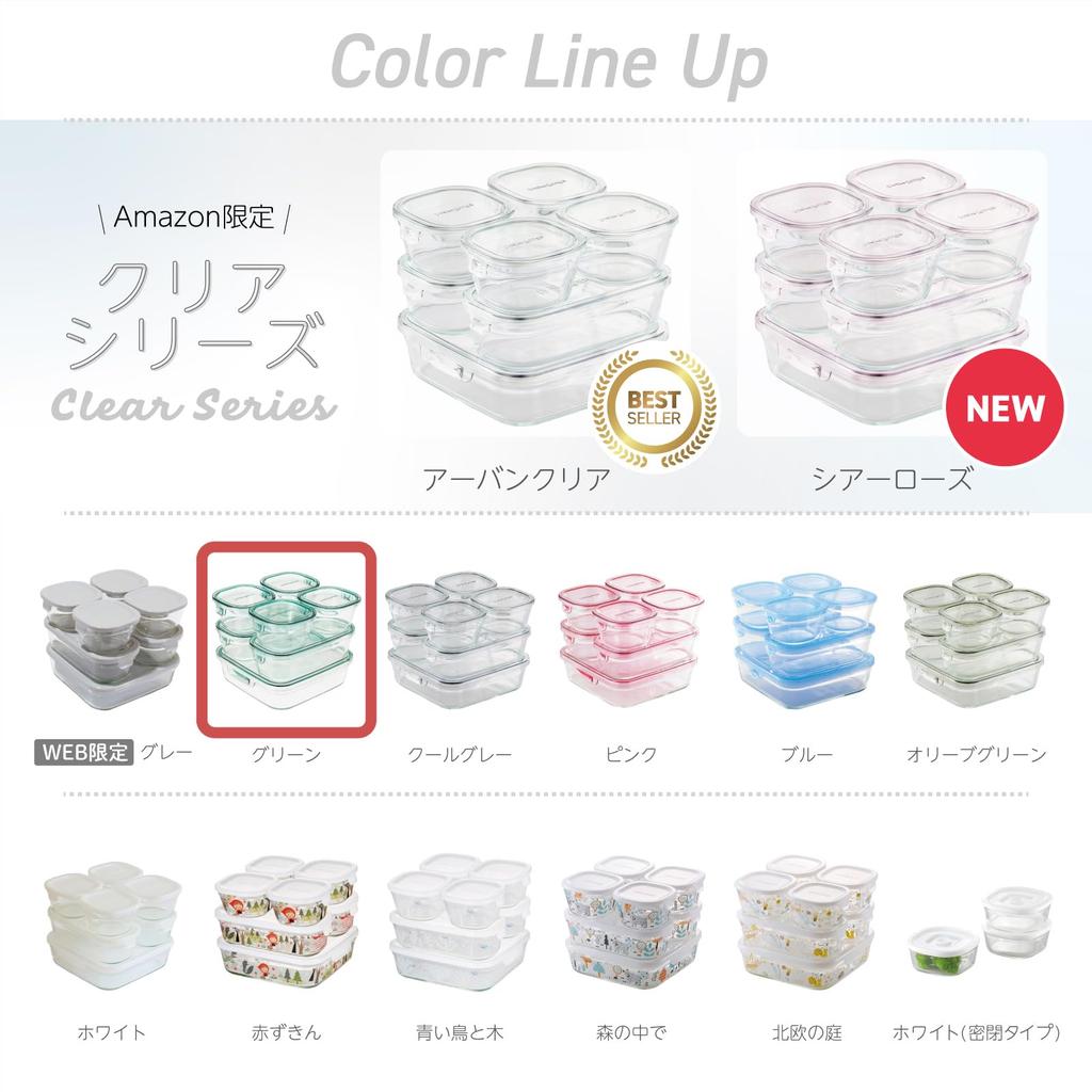 iwaki Glass Storage Pack Heat-Resistant Container, Green, Deep, Square, 1.0L, & Microwave, C3247HMN-G