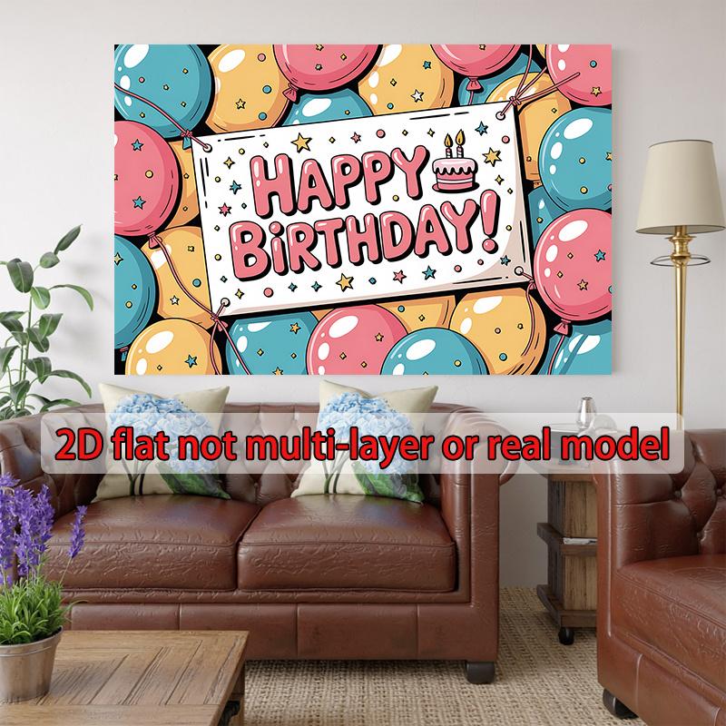 2D flat design 1 piece packaging includes a birthday celebration balloon designed as a photo background decoration