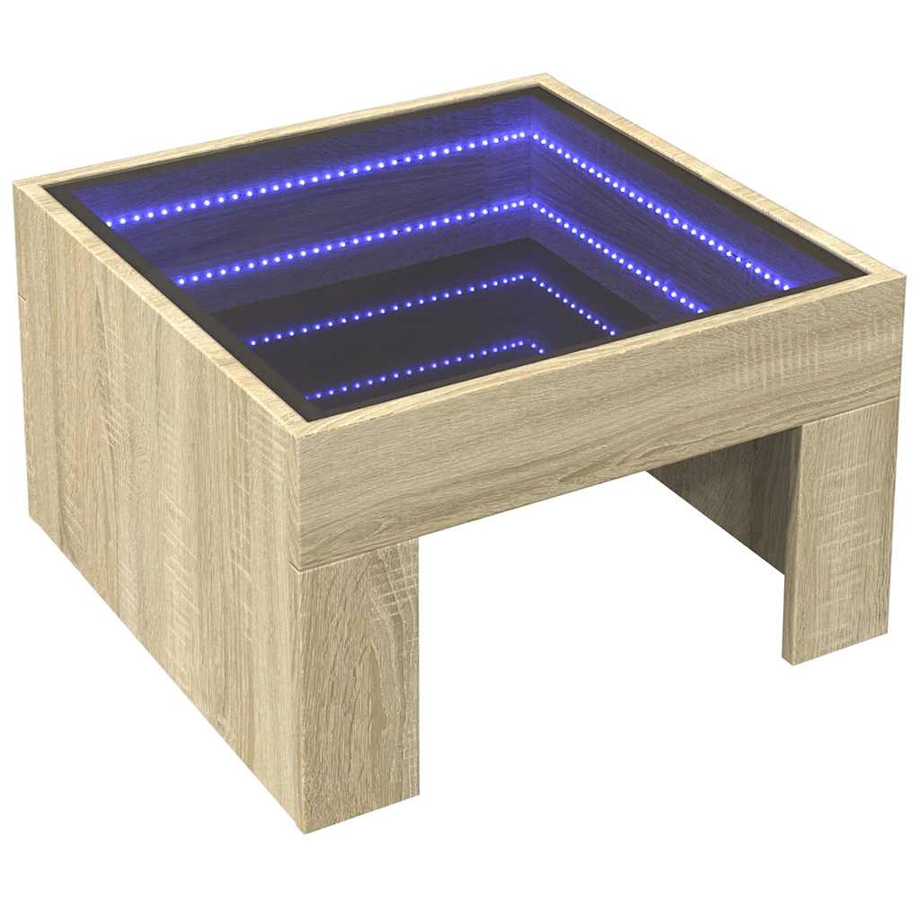 Vidaxl Кофейный столик со светодиодной подсветкой Infinity, Дуб Сонома, 50x50x30 см