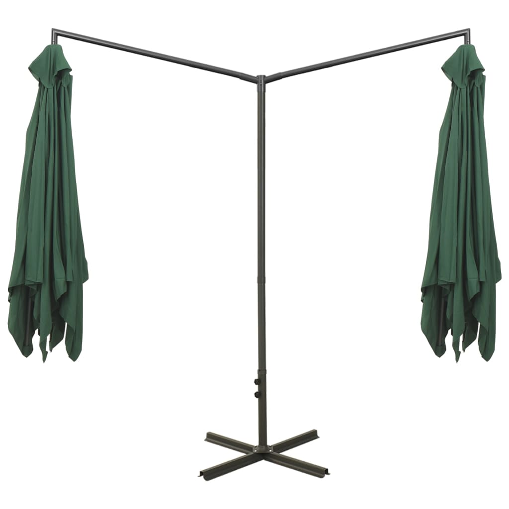 Double Cantilever Sun Umbrella with Steel Pole 600 x 300 cm Green