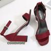 Women's 2024 Summer Fashion Sandals Medium High Heel Outdoor Sandalias Elegant Wedding Shoes Bridal Plus Size 33-41 Buckle Strap