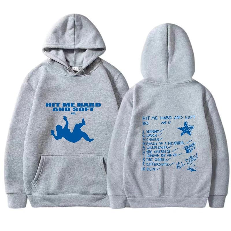 Мужские худи Весна Осень Billie Hit Me Hard and Soft с принтом Женская толстовка с круглым вырезом Европейский размер Повседневный пуловер Худи